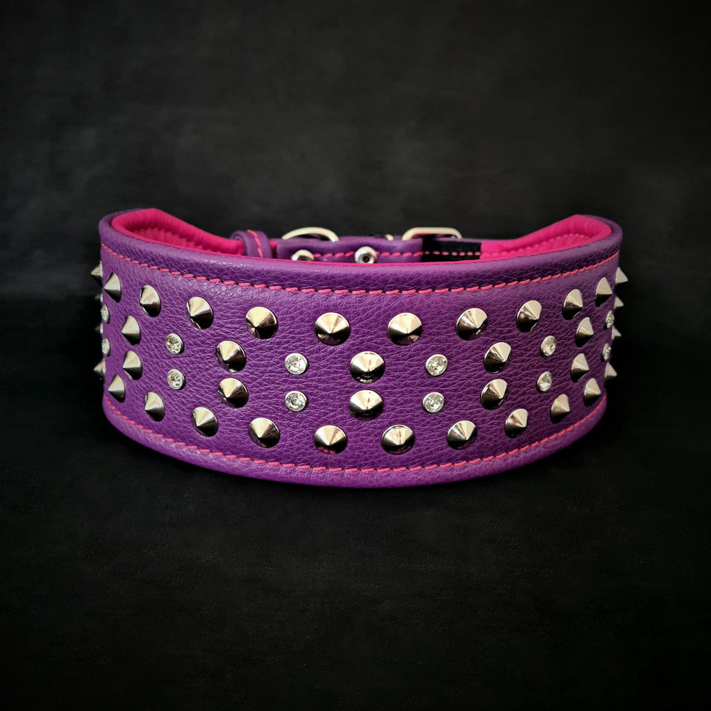 "Crystal" 2.8 inch wide soft leather collar