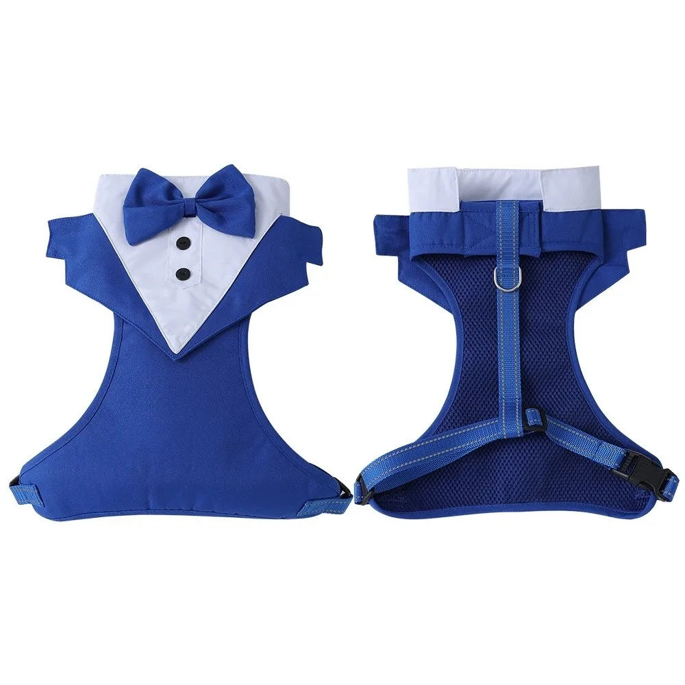 New Polyester Dog Tuxedo Kit Soft Breathable Pet Engagement Costume Black Blue with Bow Tie Dog Shirt Suit Pet Supplies