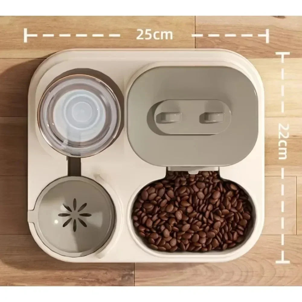 Automatic Cat Dog Feeder with Integrated Food & Water Bowl