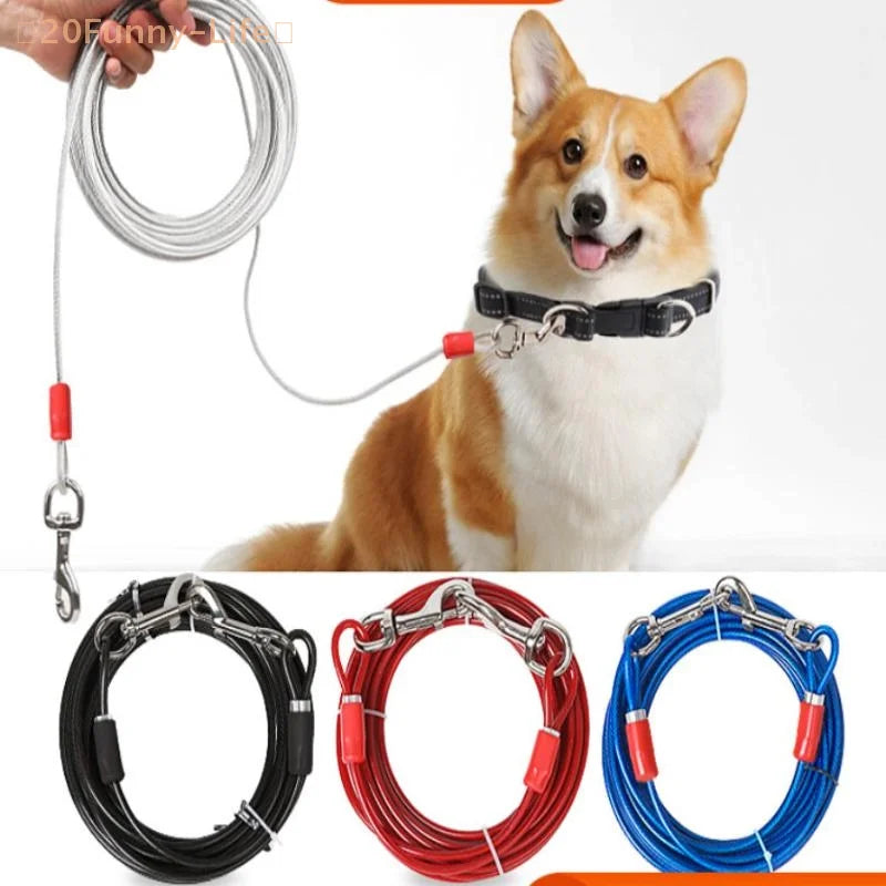 Heavy-Duty Double Dog Leash, Iron Wire Durable Chew-Proof Design, Outdoor Tie-Out Cable For Large Dogs (Anti-Escape)