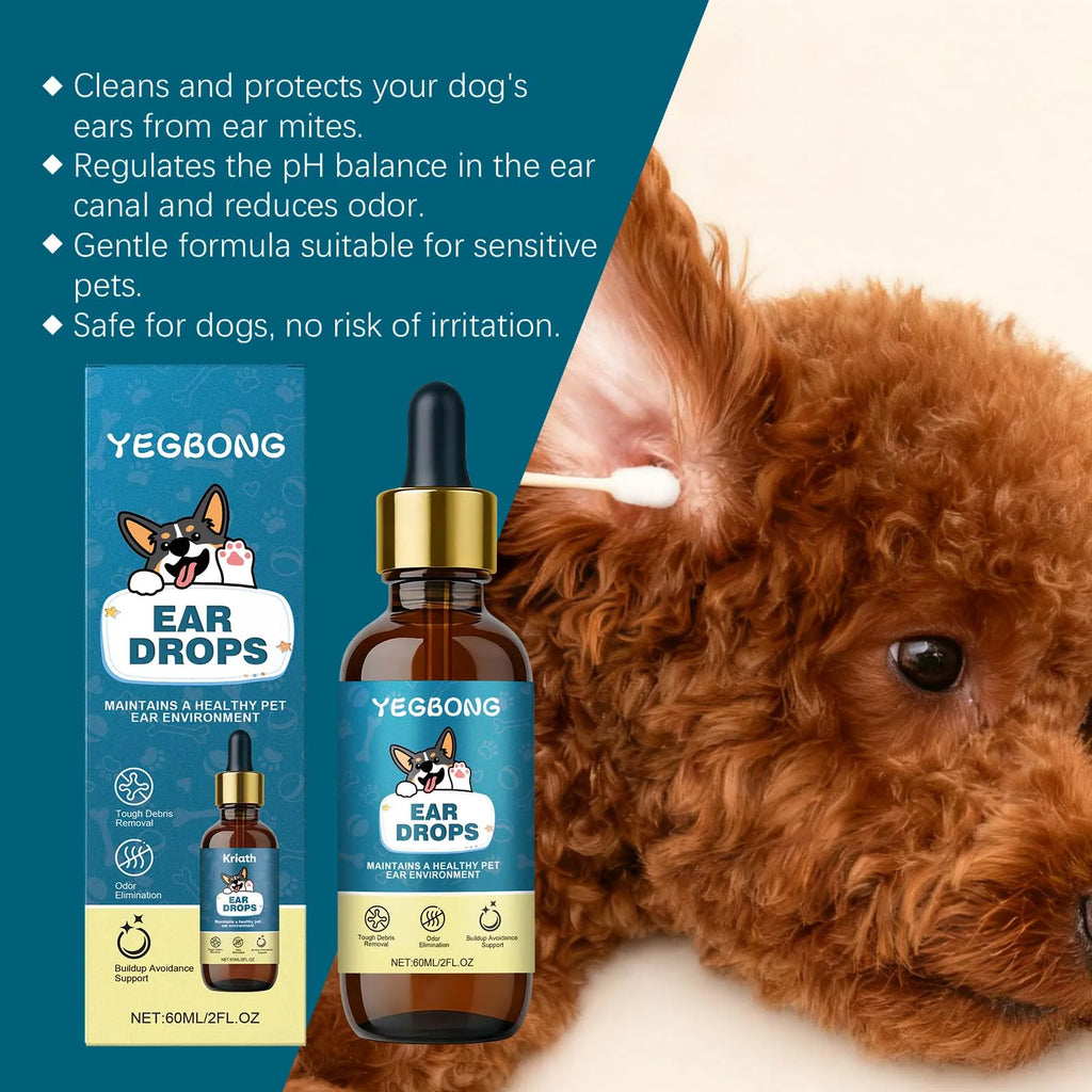 Yegbong 60ml Dog Ear Care Drops Clean Pet Ears with Gentle Ingredients Nourishing Care Drops
