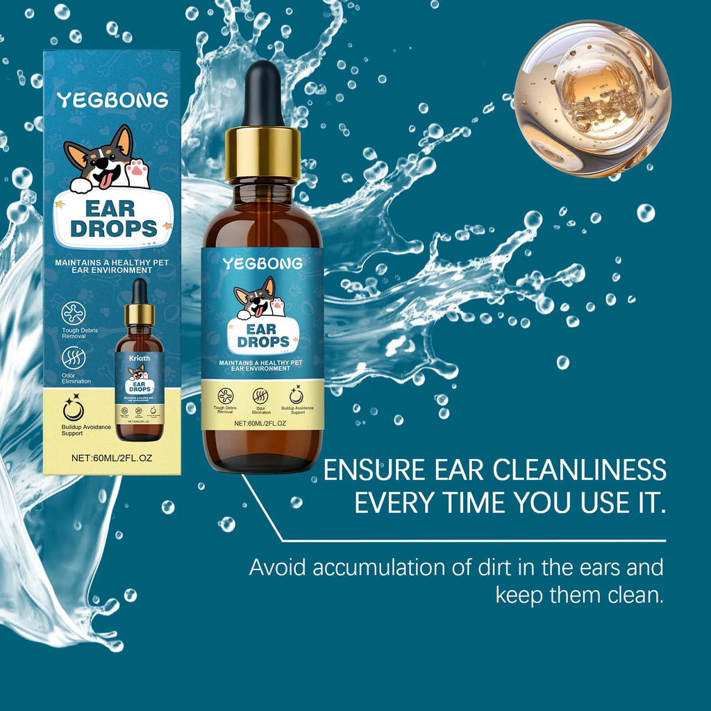 Yegbong 60ml Dog Ear Care Drops Clean Pet Ears with Gentle Ingredients Nourishing Care Drops