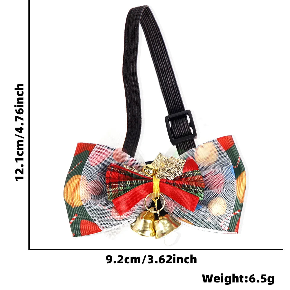 New Christmas Pet Bow Tie Cartoon Bell Bow Cat Dog Collar Santa Claus Elk Pet Collar