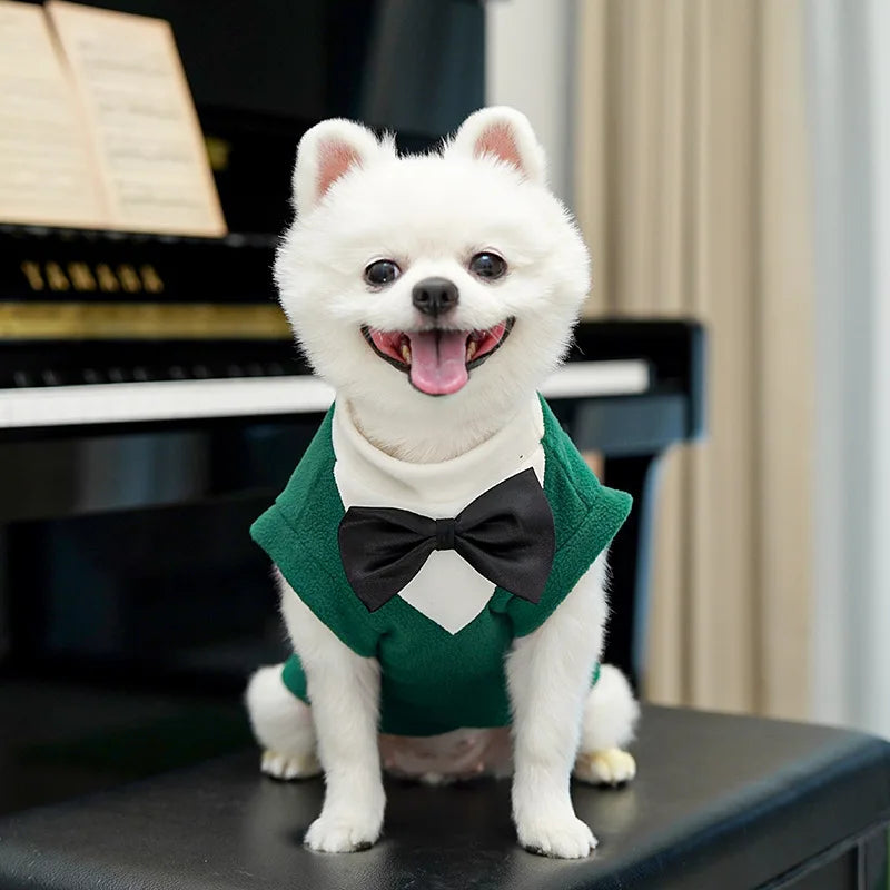 Elegant Pet Tuxedo for Small Dogs Cats Wedding Party Suit with Bow Tie Formal Outfit Christmas Costume