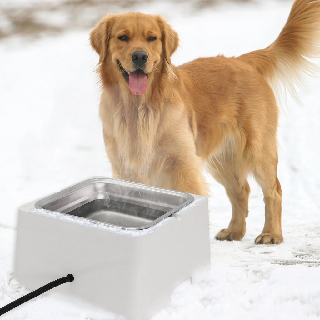 3.2L Large Heated Water Bowl for Dog Outside Animal Heated Waterer Bowl with Removable Stainless Heated for Chick Rabbit Poultry
