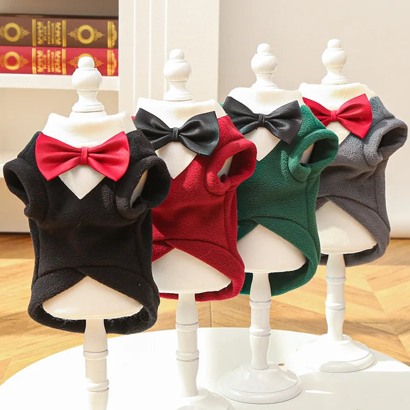 Elegant Pet Tuxedo for Small Dogs Cats Wedding Party Suit with Bow Tie Formal Outfit Christmas Costume